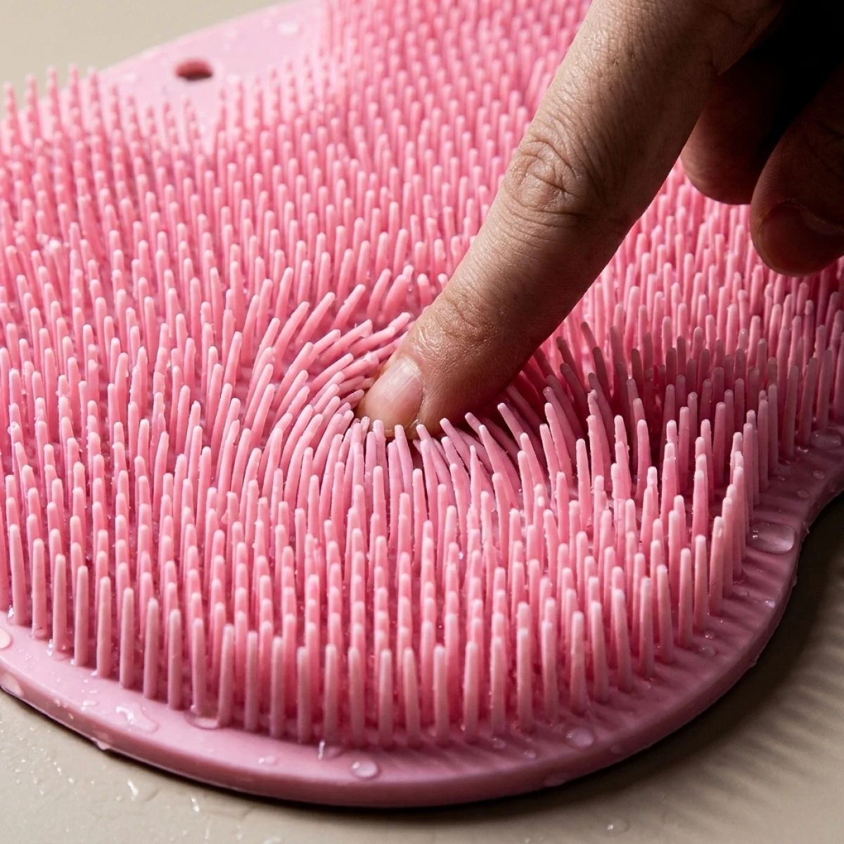 Shower Massage Anti-Slip Mat  Dual Use for Back Scrubbing & Foot Care, Soft Bristles, Strong Adsorption Suction Cups