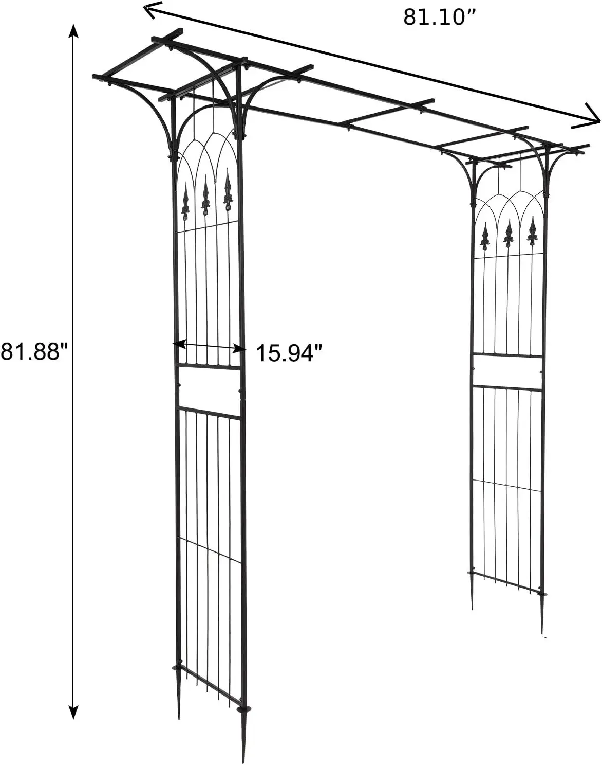 

Garden Arbor, Archway for Wedding Ceremony Party, Steel Garden Trellis for Plant Climbing, Christmas Decorations Pergola(Black)