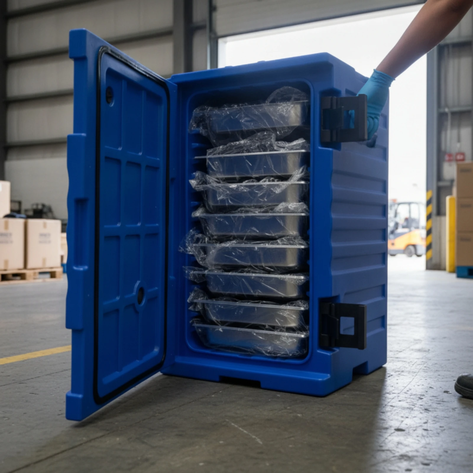 Insulated Food Pan Carrier Temperature-Retaining Insulated Food Carrier Catering Cabinet with Trays Heavy-Duty Vented