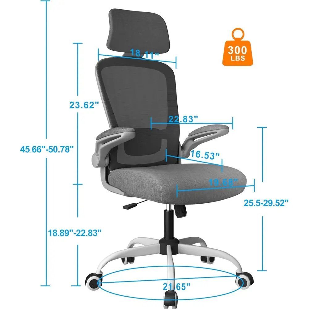 كرسي كمبيوتر مريح عالي الظهر مع دعم قطني ورأس قابل للتعديل، مساند للذراعين قابلة للطي للجيتار، كرسي مكتب دوار لـ H