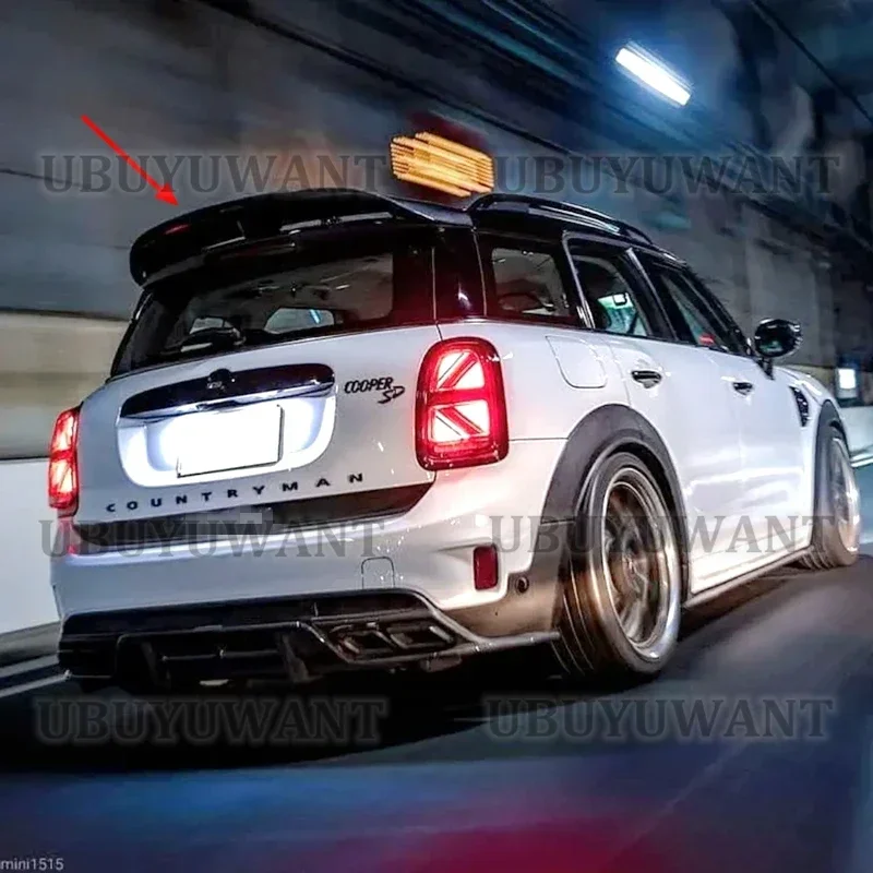 Für MINI COUNTRYMAN F60 2017-2023 Carbon Faser/Glänzend Schwarz Dach Spoiler Hinten Fenster Flügel Körper Kit Racing zubehör Trim