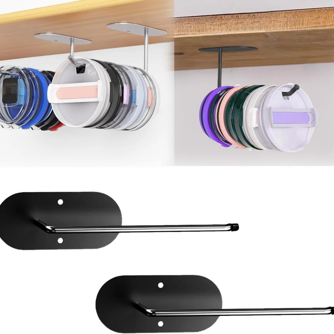 Kitchen Paper Towel Holder Under Cabinet, Toilet Roll Holder Wall Mounted Self Adhesive - Hanger Towel Rack for Bathroom