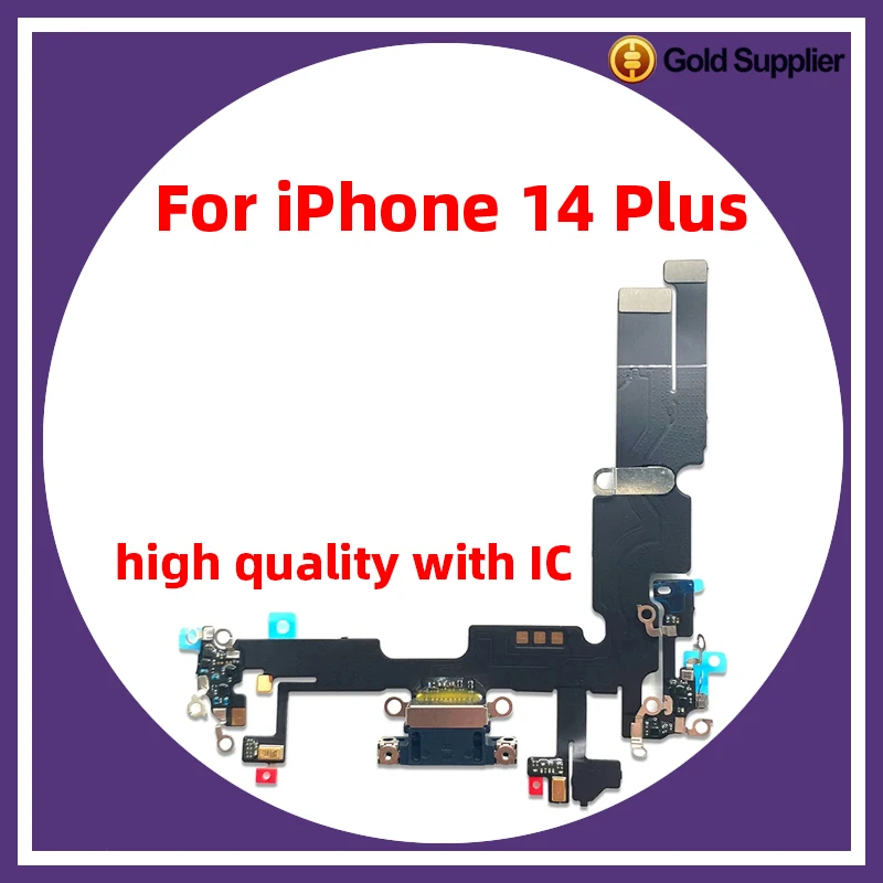 New 1:1 with IC For iphone 14 plus 14plus Charging Port Flex Microphone Mini USB Charger Dock Connector Repair Replacement