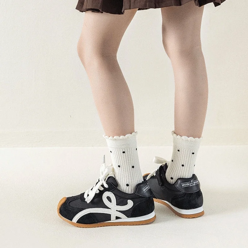 5Pairs/set Kids Socks For Girls Spring Autumn Soft Cotton Polka Dot Children's Socks Fashion Kids Sweet Cute Knitted Socks 2-12Y