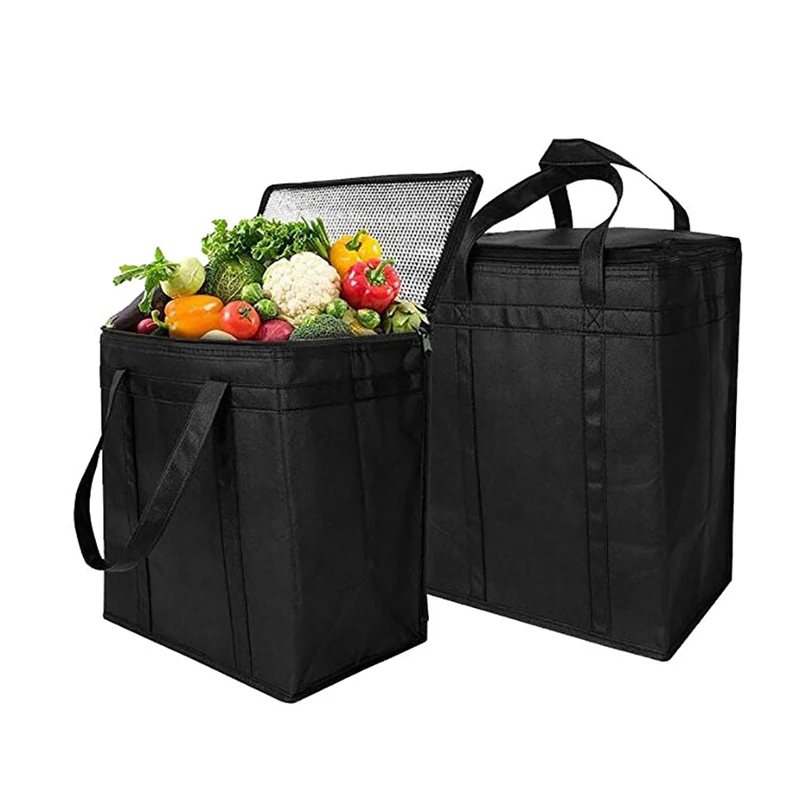 3Pack Insulated Reusable Grocery Bag Food Delivery Bag With Dual Zipper