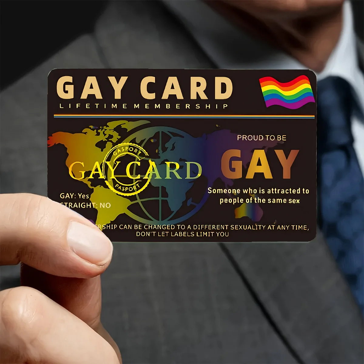 1 قطعة بطاقة عضوية LGBTQ + Pride مدى الحياة - بطاقة عضوية على طراز بطاقة هوية المثليين PVC غير لاصقة، LGBTQ + فردية وحليف souv