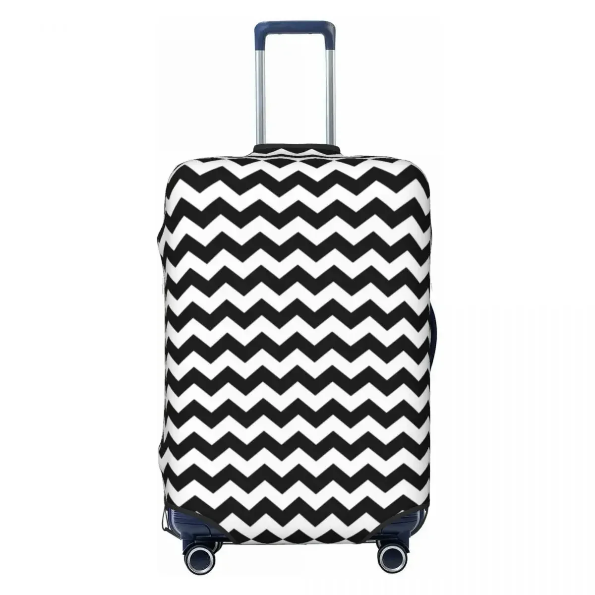 Black And White Zigzag Stripes Luggage Cover Elastic Bohemian Modern Geometric Travel Suitcase Protective Covers Fits 18-32 Inch