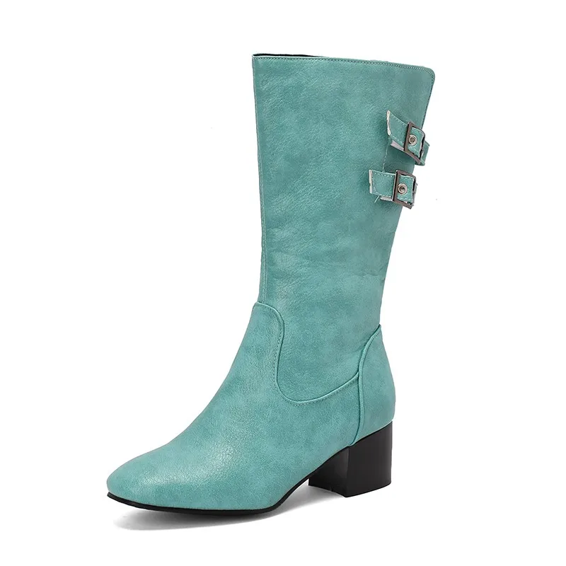 

SIMLOVEYO Круглый носок на блочном каблуке 5 см, украшение, размер 48 49 50, классические офисные женские ботинки до середины икры, женские повседневные распродажи на