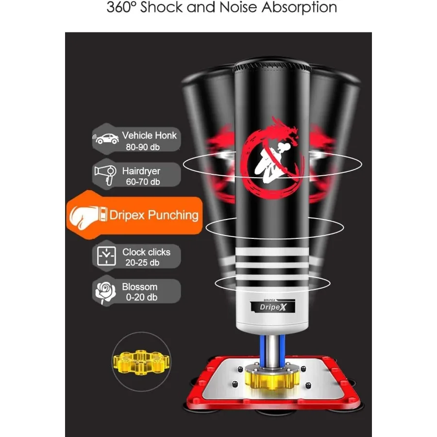 كيس ملاكمة قائم بذاته - كيس ملاكمة ثقيل بطول 47/4 قدم مع قاعدة فولاذية لكوب الشفط لتدريب الملاكمة في صالة الألعاب الرياضية المنزلية