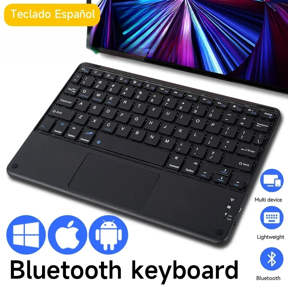 

10inch Wireless Bluetooth Spanish Keyboard Desktop Office Wireless Touchable Keyboard Mouse For For Android IOS Windows Tablet