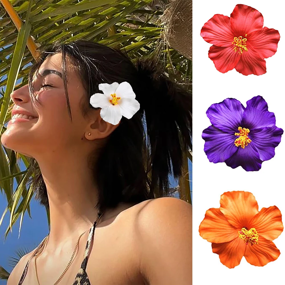 Pinzas para el pelo con flores hawaianas románticas, Clip para flequillo lateral, horquilla lateral adecuada para vacaciones, fiestas en la playa,