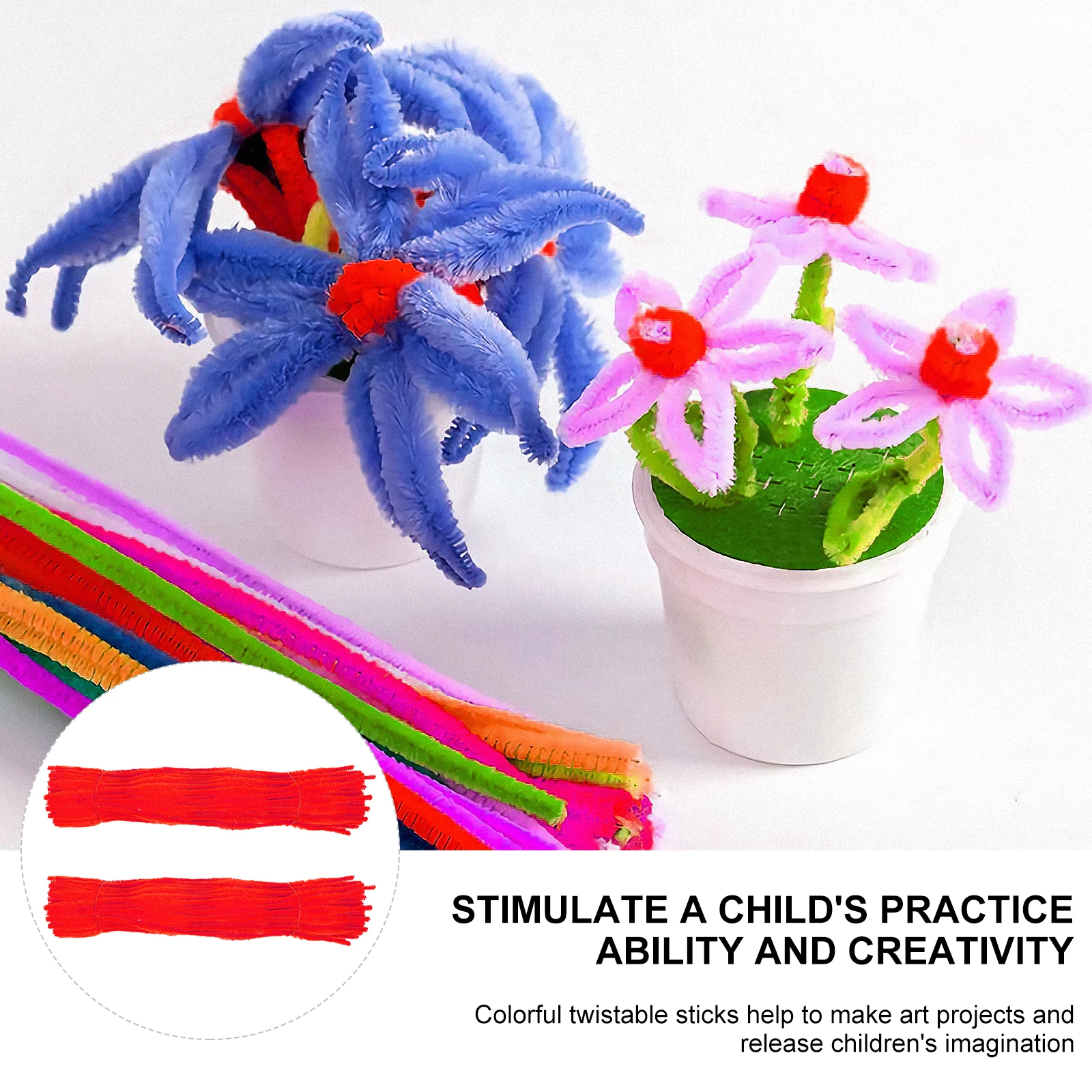 

200pcs Twistable Stems H made Supplies Bulk Toys DIY Crafts Polyester Chenille Stems Art Projects Kids Creativity