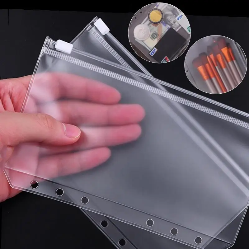 12PCS PVC Binder Pocket Cash Envelopes A5/A6 Zipper Folders Pouches Money Organizer Budget Document Filing Loose Leaf Inserts