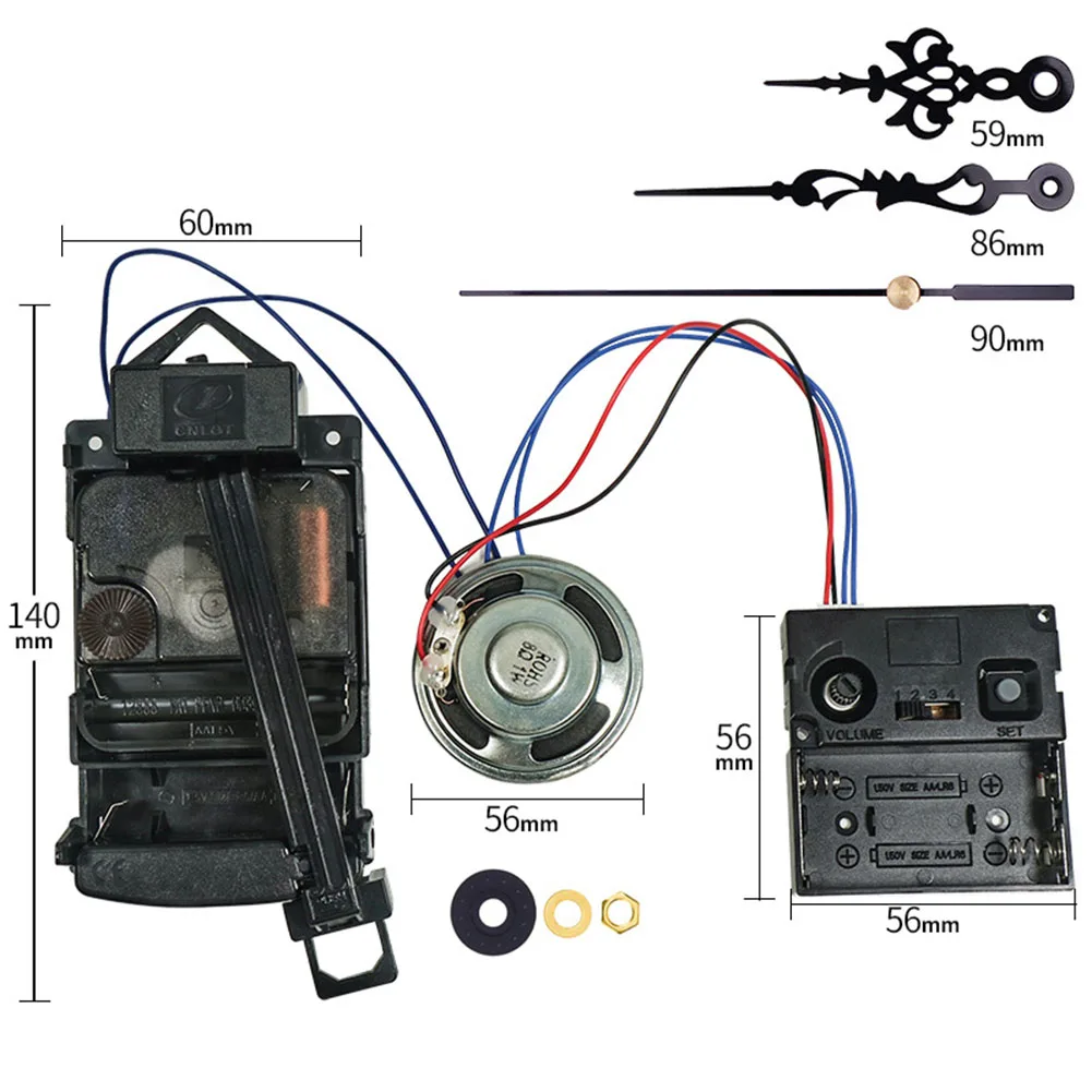Movimento Orologio a pendolo Orologio da camera da letto Accessori Hardware alimentato a batteria Parti di carillon melodioso Nuovo pratico