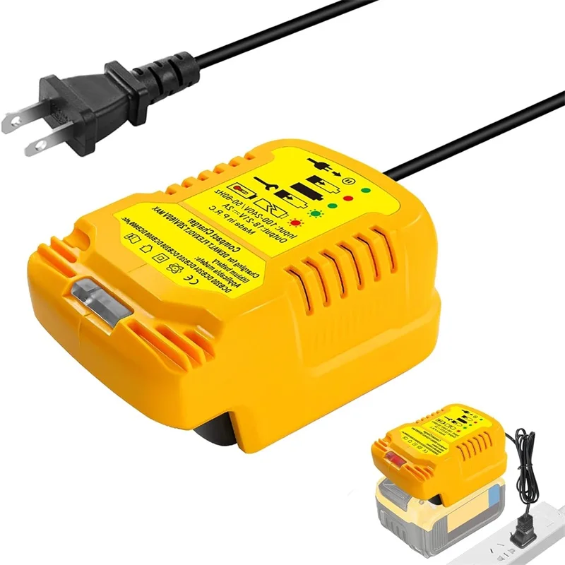 Mini Charger for Dewalt 18V 20V Lithium Battery Replace for DCB112 Convenient Charger for DCB203 DCB204 with LED Indicator