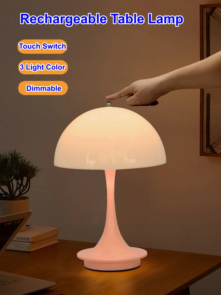 Imagem -04 - Cogumelo Led Table Lamp Portátil Pequeno Escurecimento Carregamento Usb Quarto Cabeceira Decorativo Luz Noturna Simples Moderno Cores