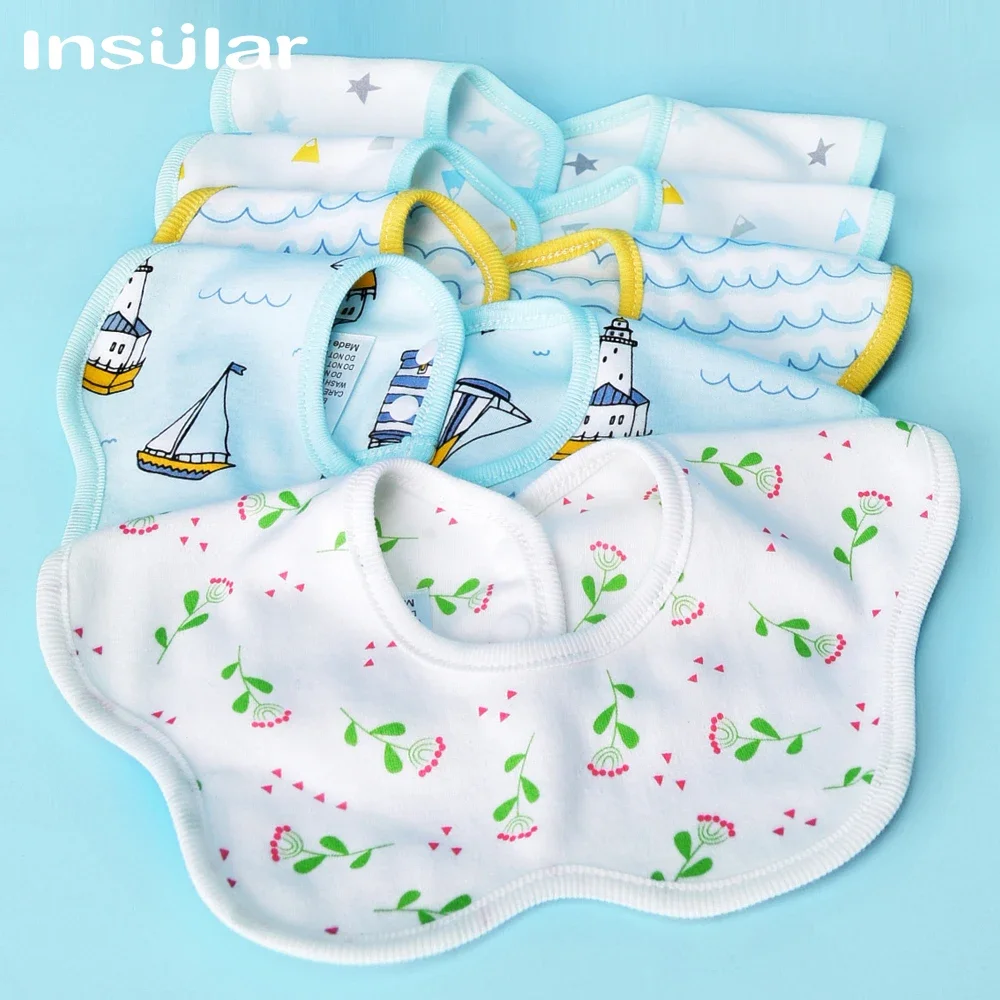 Insular Cartoon Print Baby Bibs 360 Degree Rotatable Bandana Bib Waterproof Easy To Clean Saliva Towels Baby Lace Burp Cloth