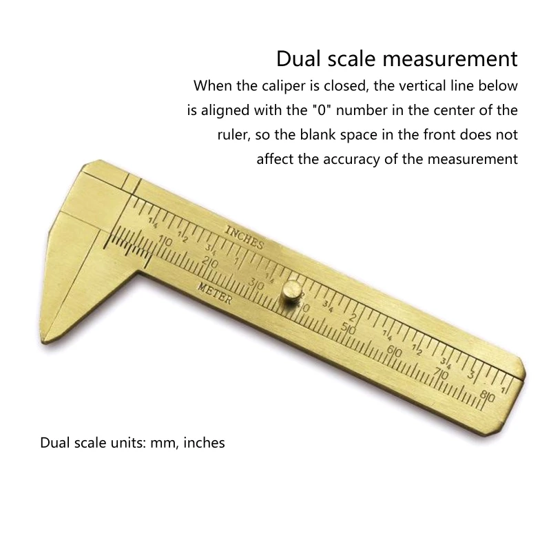 X37E Mini Brass Sliding Gauge Vernier Bead Jewelry Caliper Double Scale 80mm  3.25in