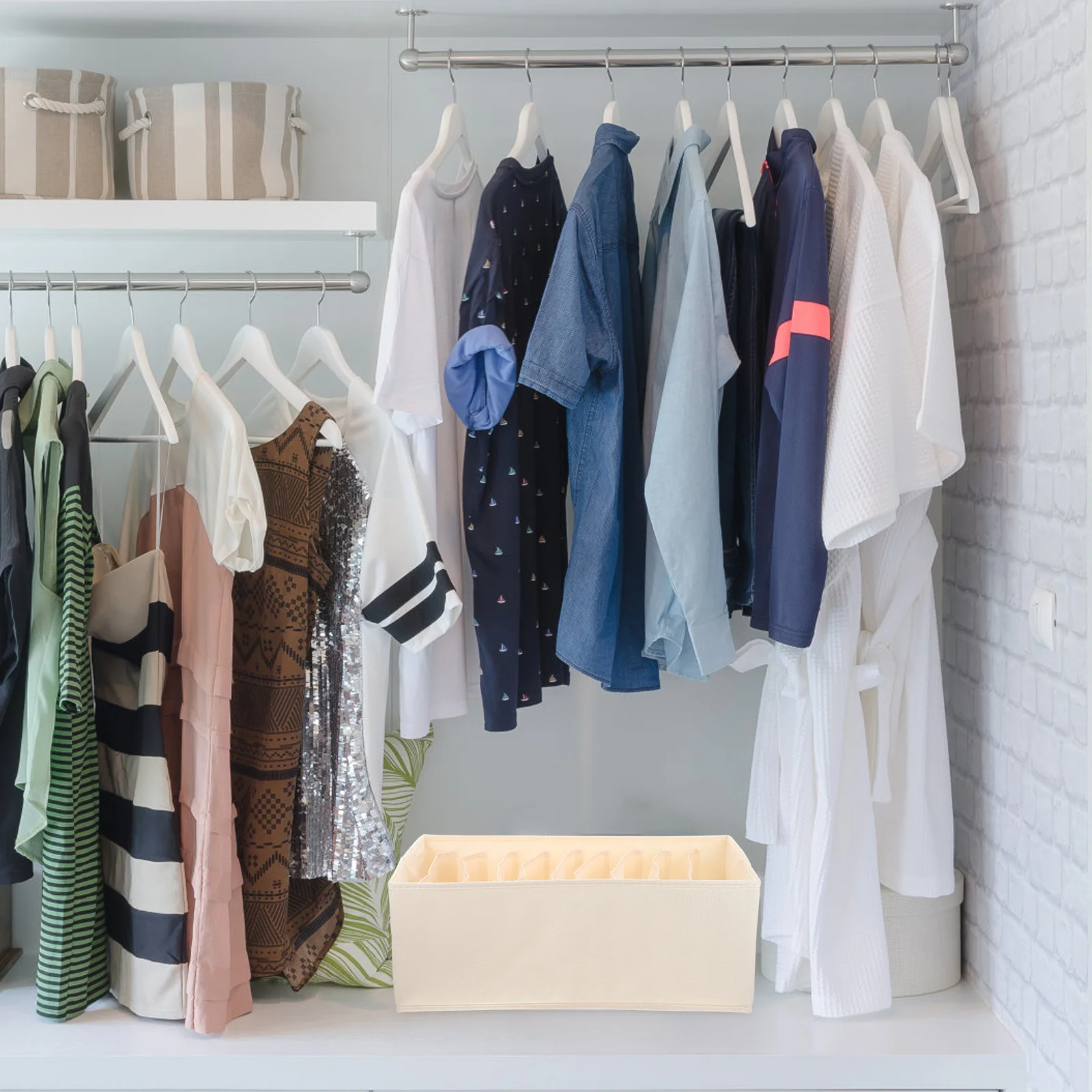 

Clothing Organizer Foldable Clothes Storage Box With Compartments, Closet Organizer For Pants T-Shirts, Portable Clothes