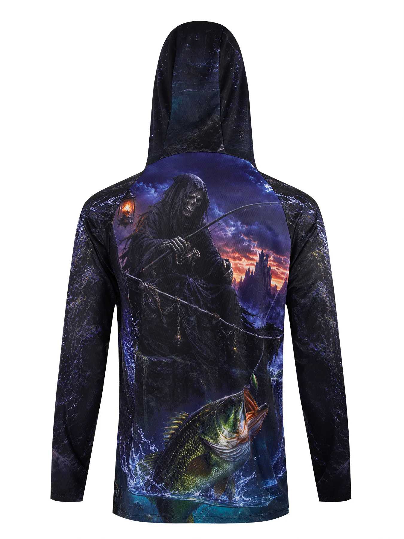 Men's Quick-Dry Fishing Sun Hoodie UV Protection with Face Mask Neck Gaiter Breathable Anti-Mosquito Outdoor Hooded Shirt 3