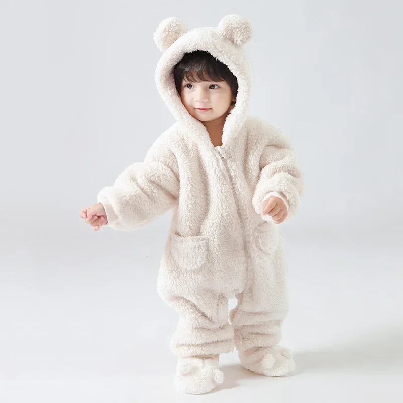 Jumpsuit For Baby Girls Hooded Romper Autumn Spring Clothes Newborn Baby Boys Fleece Cotton Infant Christmas Costumes 0-18M