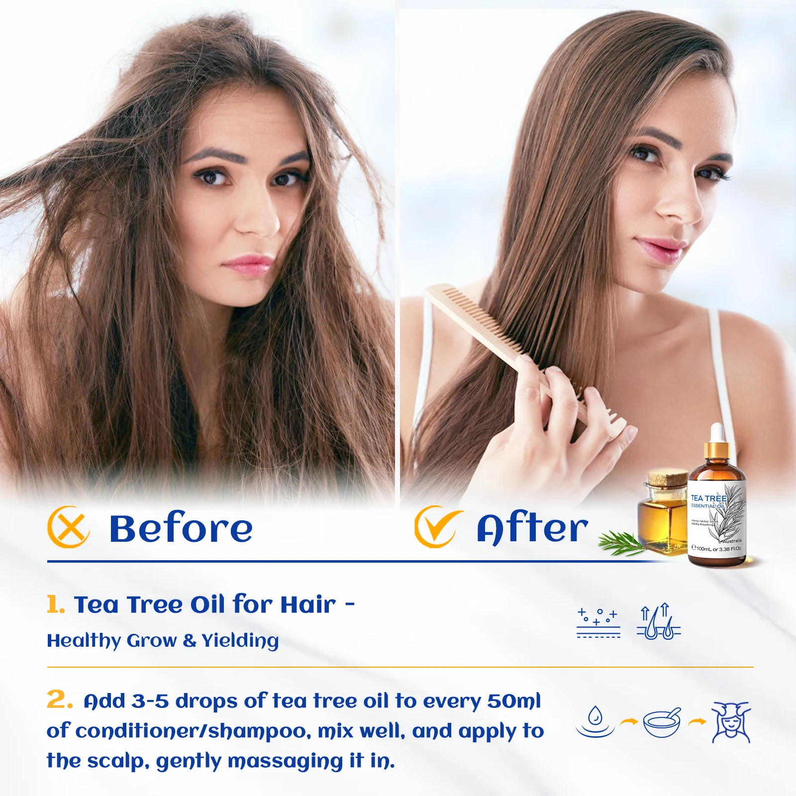 HIQILI 100% شجرة الشاي زيت طبيعي 100 مللي لتدليك الروائح لتقوم بها بنفسك الجمال الجلد الشعر الاسترخاء الخزامى الزنجبيل خشب الصندل ​ ​