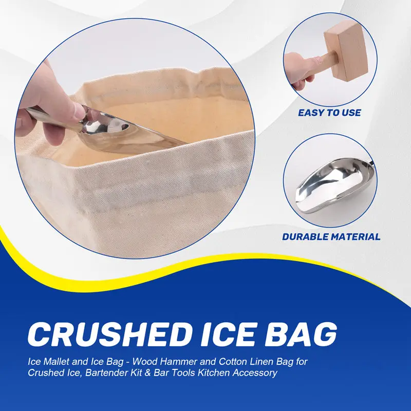 

Ice Mallet Молоток для льда и мешок для льда — деревянный молоток и мешок из хлопка и льна