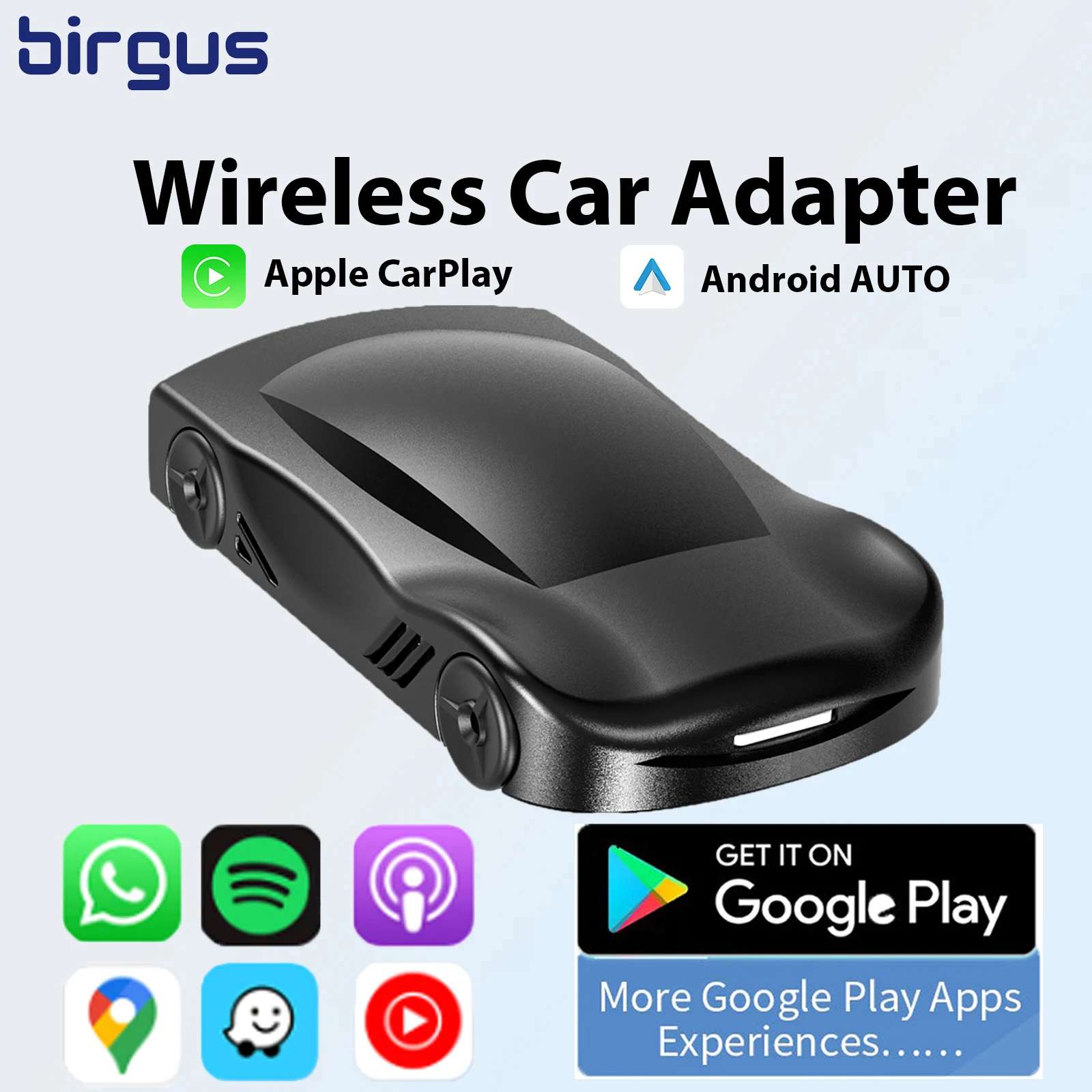 

Birgus 3in1 C6 Smart AI Box Wireless CarPlay Android Auto Wireless Adapter Plug And Play WiFi Fast Connect Universal For Nissan