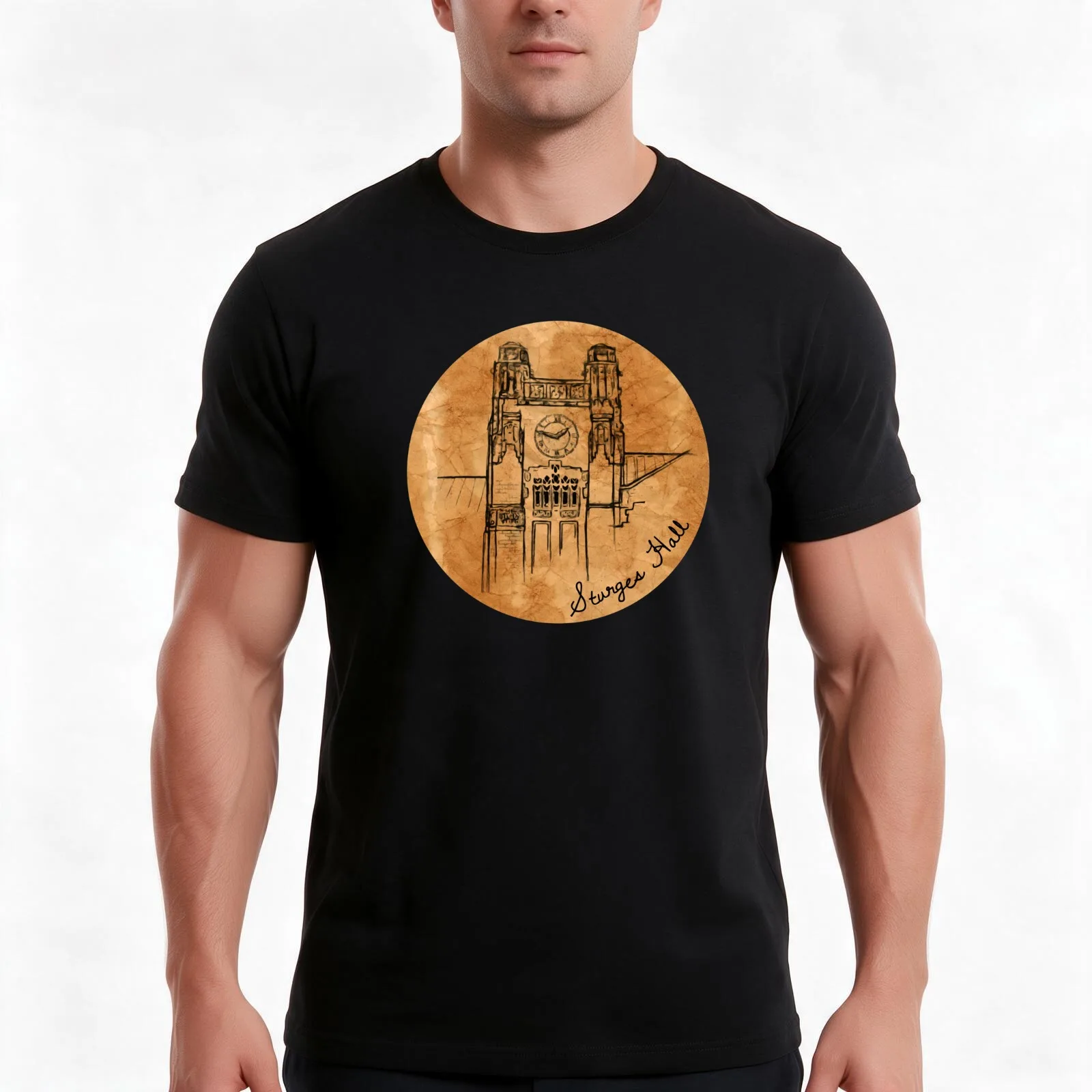Sturges Hall Emblem SUNY Geneseo T-Shirt, Summer Casual Cotton Tee, Oversized Streetwear Tops, Vintage Graphic Print