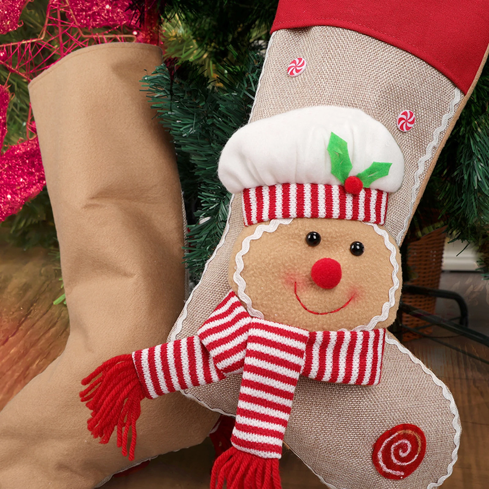 2026 신년 진저 하니스 스타킹 장식품 크리 에이 티브 크리스마스 교수형 양말 홈 오피스 파티 선물 홀더를위한 크리스마스 홀더