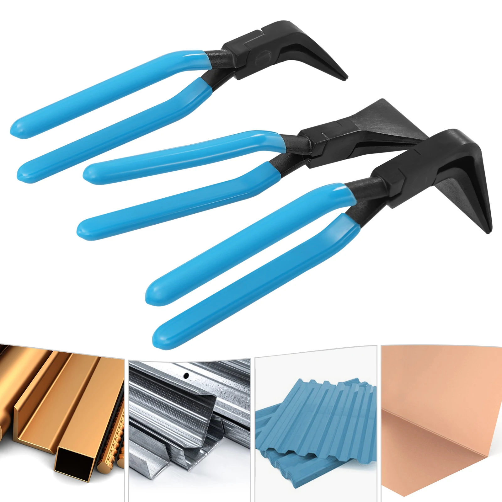 3pcs Sheet Metal Bending Pliers 45° 90° Hand Seamers Sheet Metal Tools  For Roofers Plumber