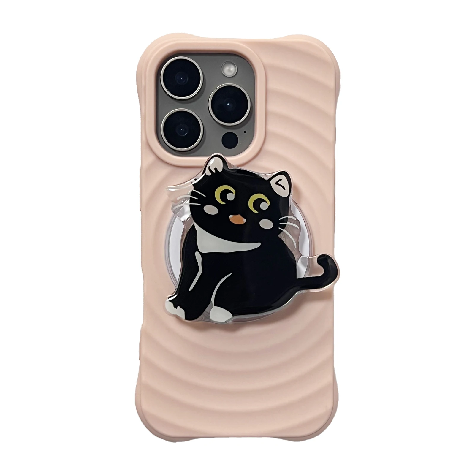 Niedlicher Handyhalter mit großen Augen, schwarze Katze, Griptok-Halterung für iPhone 17 Pro Max, Case Grip Tok Socket Halterung, Mädchen-Geschenk