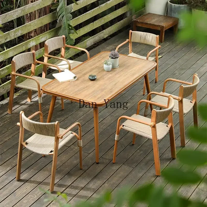 YJ outdoor tables and chairs courtyard open-air balcony waterproof sunscreen rattan chairs garden outdoor setting home leisure