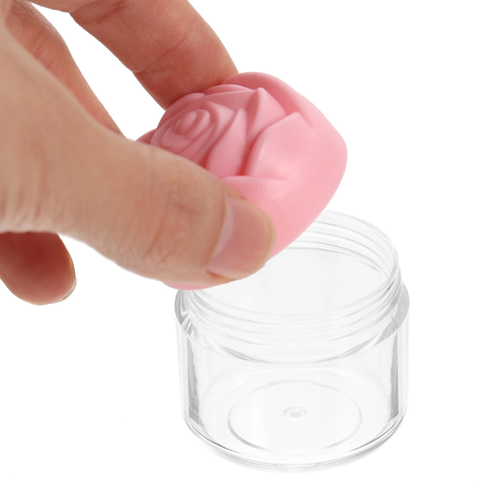 

12pcs Rose Flower Lid Cream Jars Empty Containers For Face Lotion Travel Storage Refillable Transparent 20G