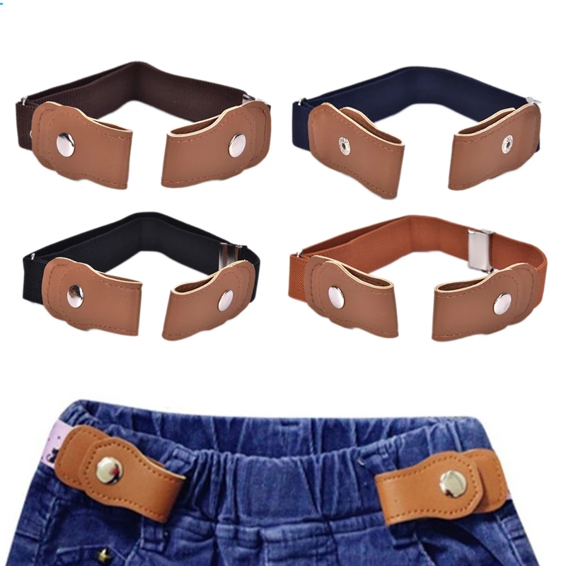 【B】Boys Girls Buckle Free Stretch Belt Jeans Waistband Waist Belt Adjustable Kids