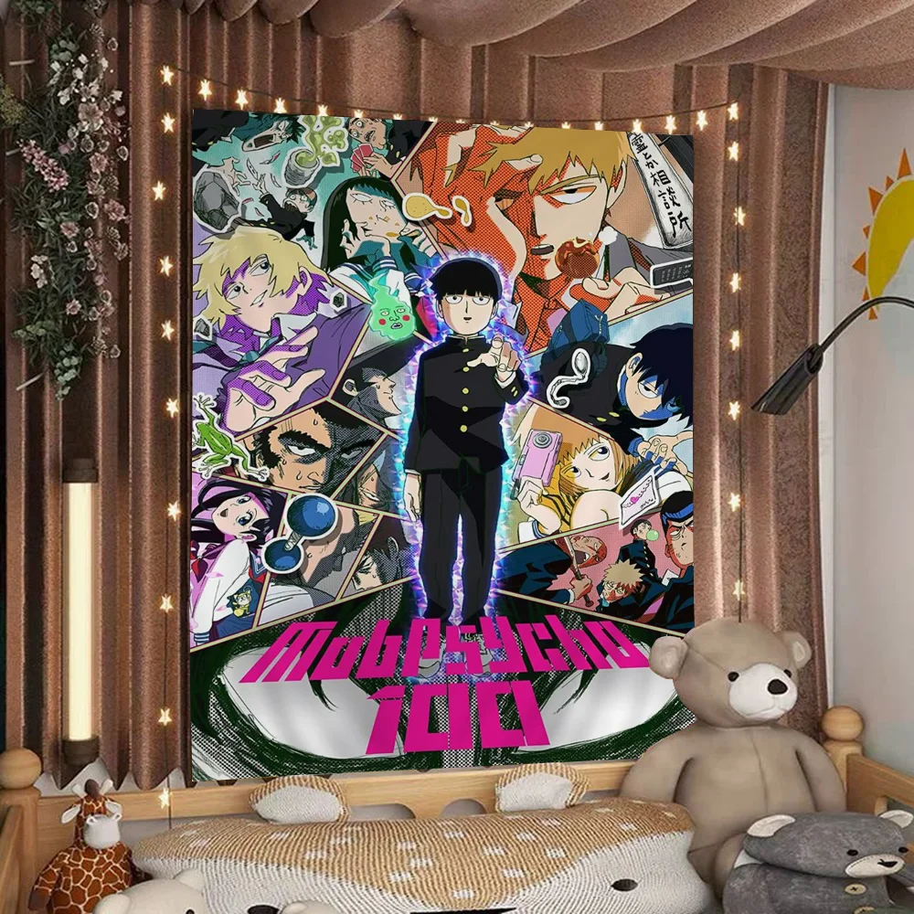 Zdjęcie 5: M-Mob P-Psycho 100 Anime Anime Tapestry Hippie Flower Wall Carpets Dorm Decor Cheap Hippie Wall Hanging