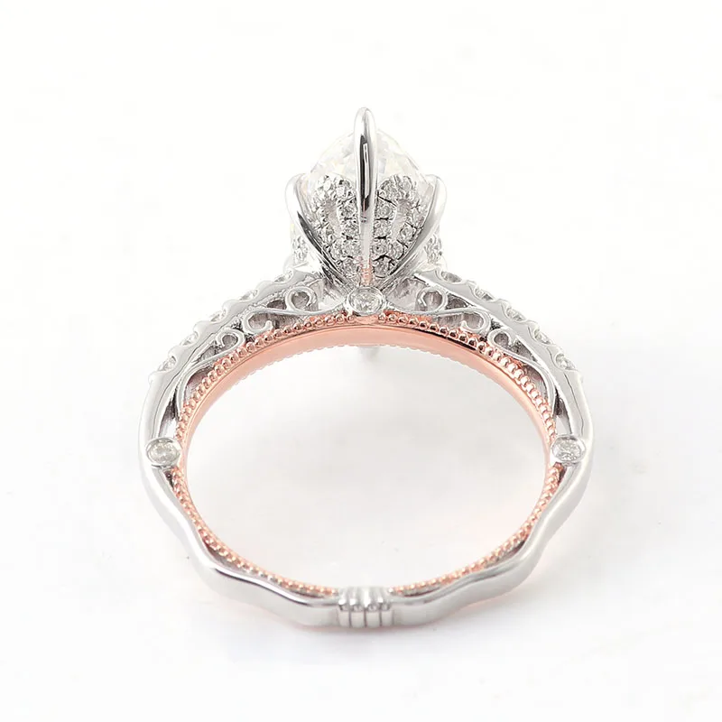 Provence 10K/14K/18K Moissanite Anniversary Rings for Women D Color VVS Marquise Cut 3 CT Custom Jewelry with GRA Certificate