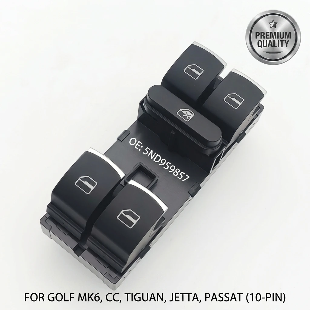 5ND959857 Front Left Driver Side Master Power Window Switch Console for VW Tiguan Golf MK6 Jetta Passat B6 CC Touran 10-Pin 5ND