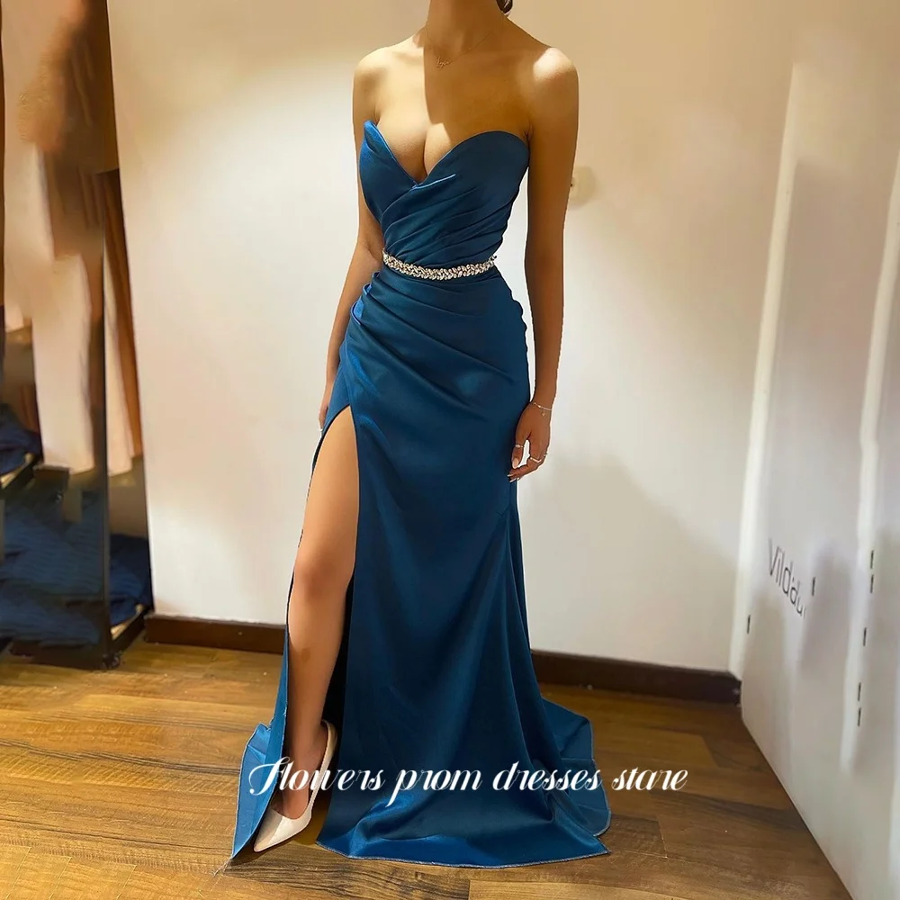 

Flowers Prom Sweetheart Party Dress Beaded Belt Special Occasion Dress High Slit Prom for Women فساتين مناسبة رسمية Customized