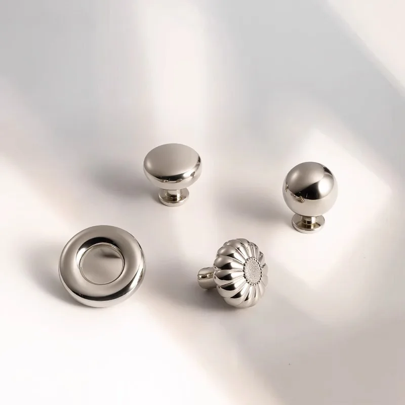 Modern Minimalist Cabinet Door Handle Titanium Silver Single-Hole Knob Cupboard Drawer Cabinet Pull Furniture Hardware Accessory