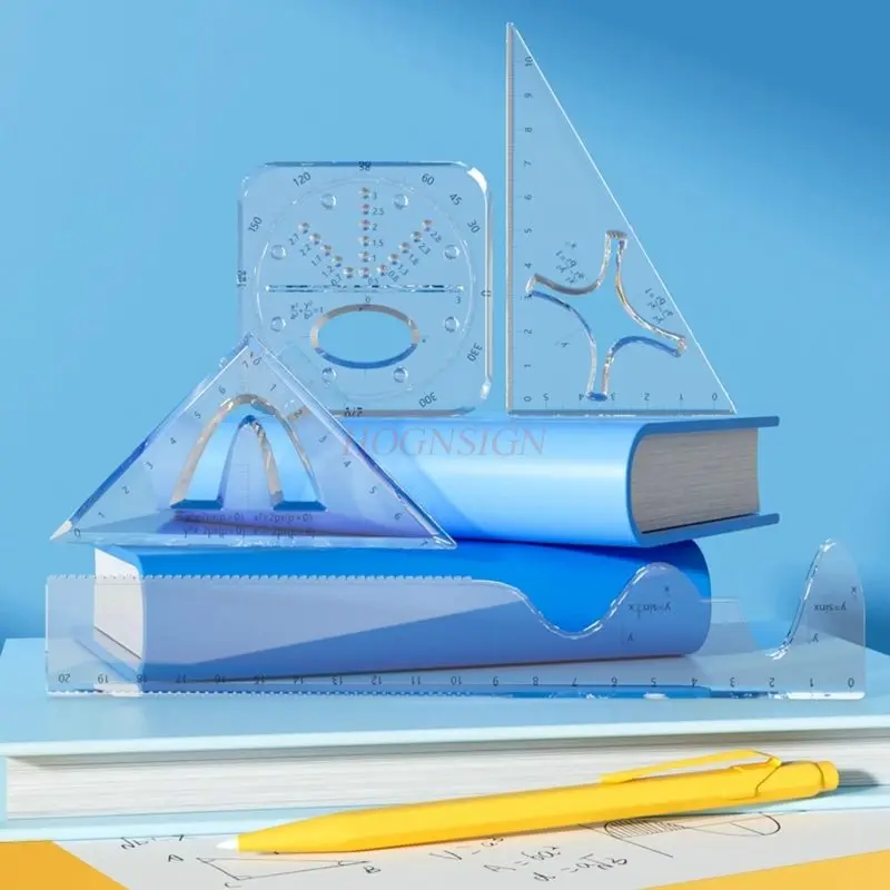 4pcs/set Function ruler, multifunctional geometric drawing ruler, ruler, triangle ruler, protractor ruler set