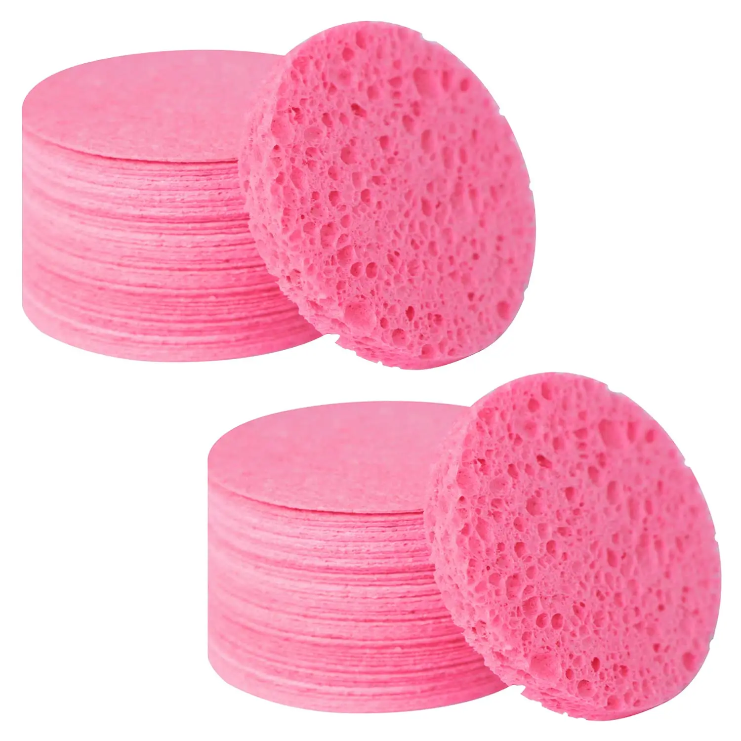 Compressed, 100% Natural Cellulose Face Sponges. Multi-use for cleansing, exfoliating & makeup removal. Expands with water.