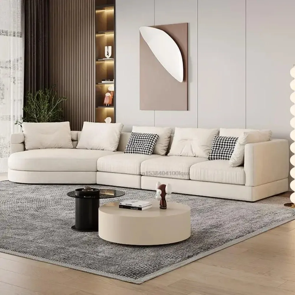 Living Room Sofa Household Curved Lazy Sofa Nordic Luxury Italian Simple Armchair Puff Couch Muebles Para El Hogar Furniture