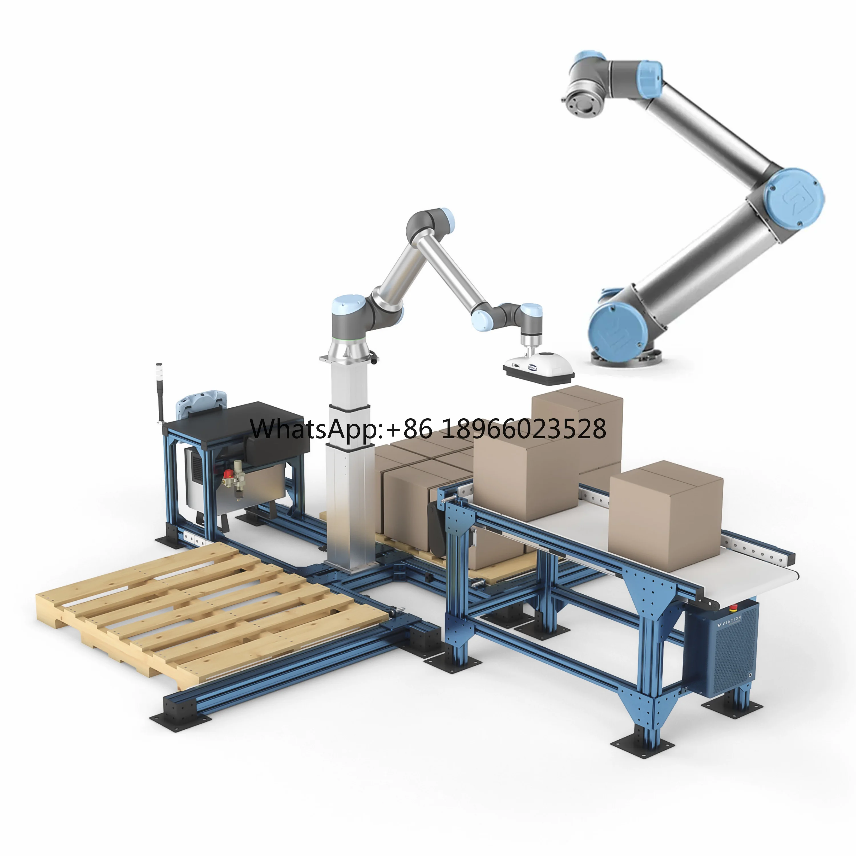 Universal Robot UR10 Collaborative Robot Arm As Automation Workstation For Palletizing Material Handling Picking Packing