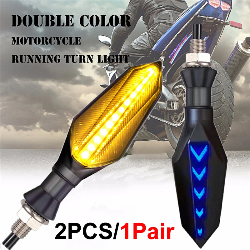 2PCS Universal Motorcycle LED Turn Signal Lamp Pair Sequential Flowing Flash Indicator 17 Amber Running Lights