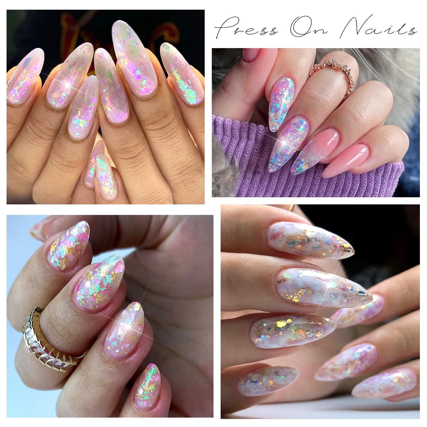 9colors/set Nail Art Sequin Magic Color Opal Flakes Shiny Polarizing Small Fragments Aurora Glass Paper Foil Flakes Nail Sequins view 6