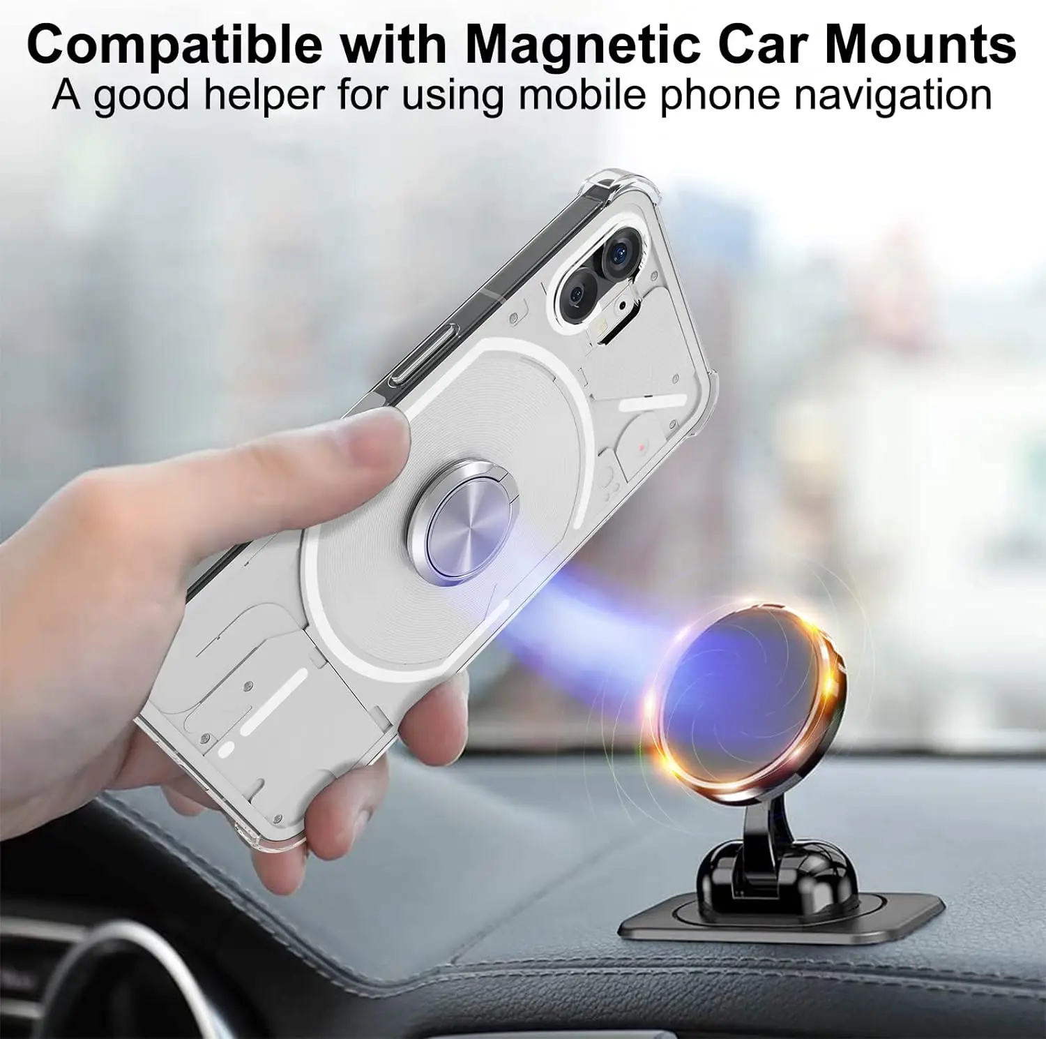 Ring Holder Reinforced Corners Case with 2pcs Tempered Glass Clear Phone Shockproof Cover for Nothing Phone 1 2