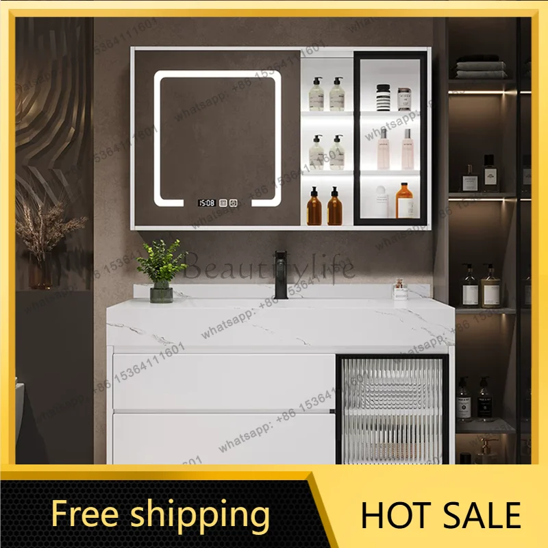 YJ Storage Mirror Bathroom Cabinet Organizer Toilet Partitions Drawers Paper Wooden Luxury Cupboard Modern Gabinete Hotel Furnit