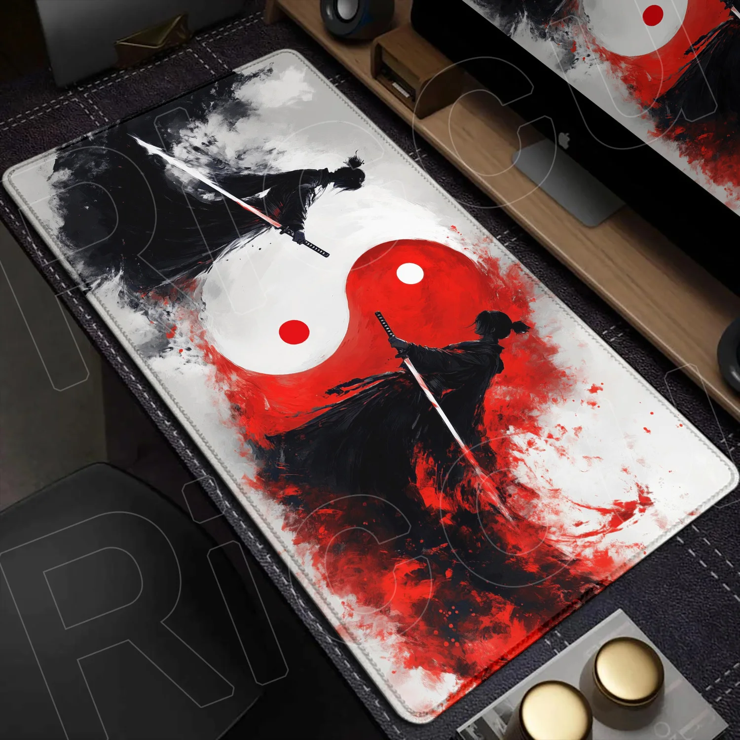 

400x900mm XXL Samurai Warrior black white drawing MousePad Gamer Computer Accessories Table Mouse pad Company Gaming HD Desk Mat