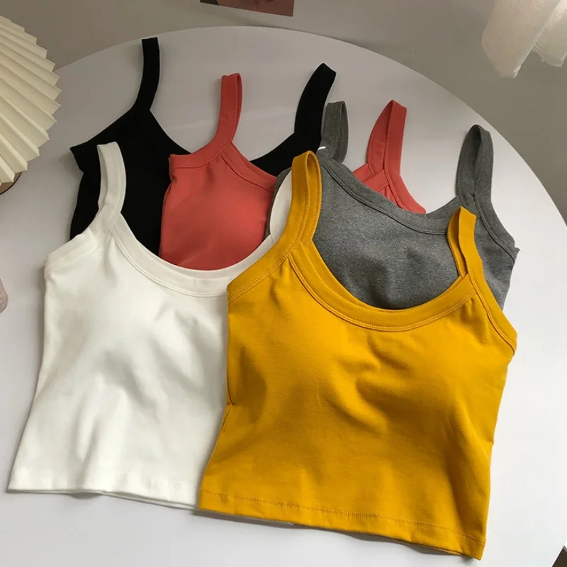 Beau Back Sports Tight Simple With Chest Pad Sleeveless Cami Women Inner wear Bottoming Shirt Summer Outer Wear Top Fashion